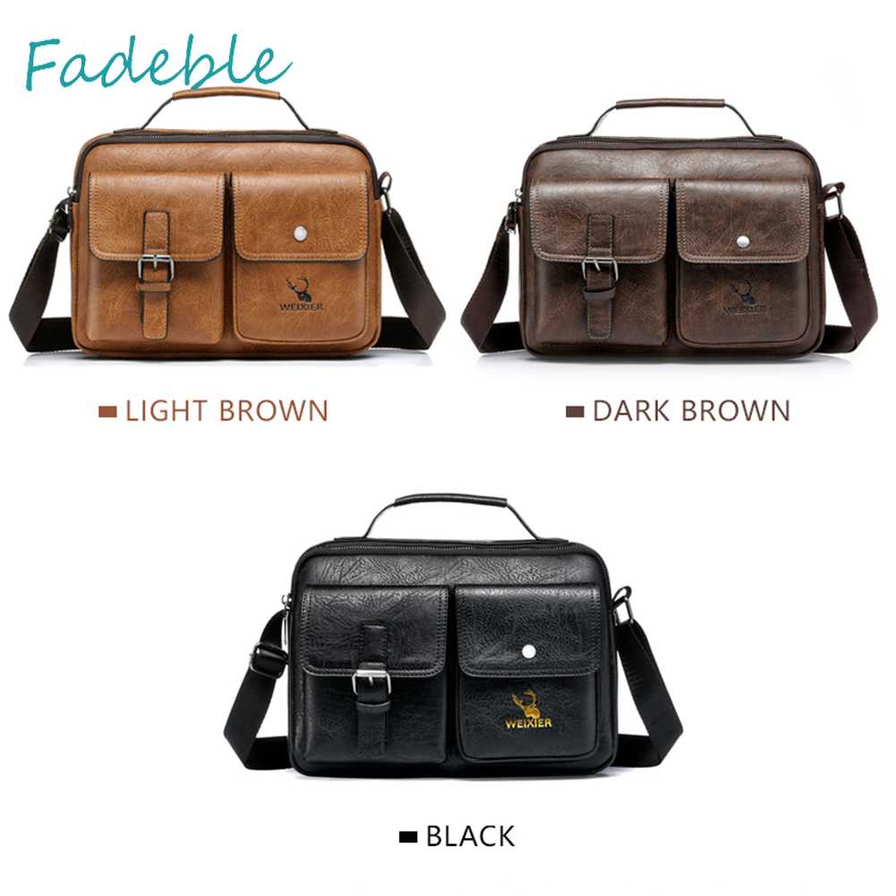 Túi Xách Da PU Nhiều Ngăn Phong Cách Vintage Cho Nam