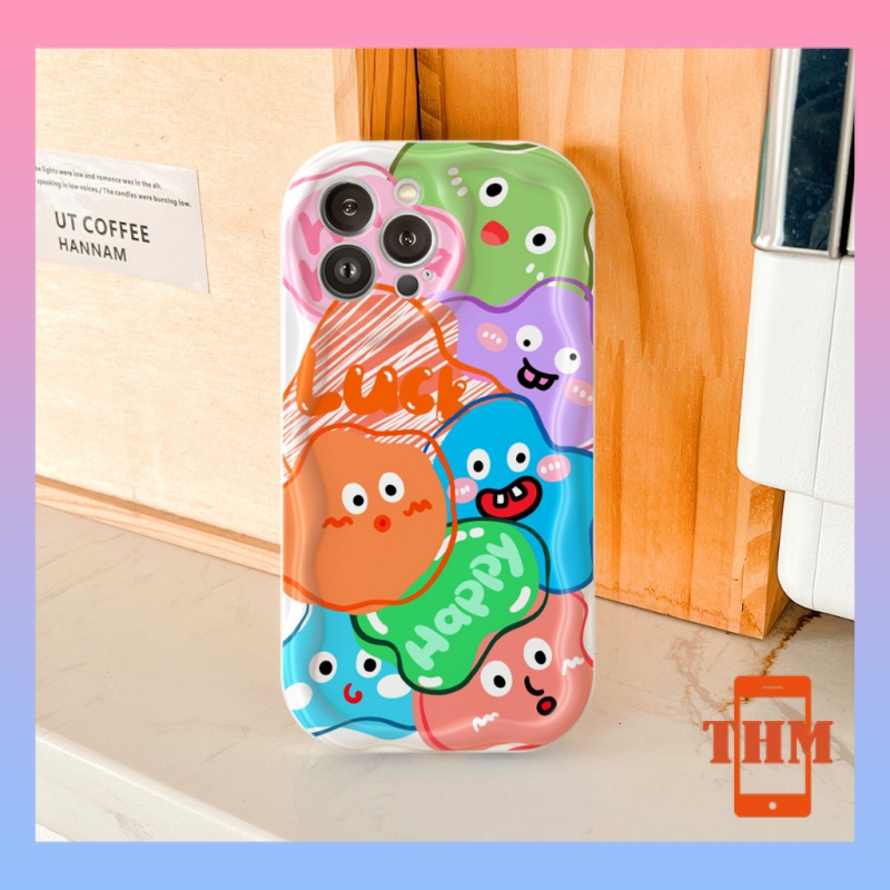 Ốp lưng iphone Bánh quy graffiti, động vật và quái vật bong bóng dễ thương, viền sóng 3D, máy ảnh chống rung Cho Iphone 6 / 6S / 6splus / se / 7 / 7plus / 8 / 8plus / X / xs / xsmax / 11 / 12 / 13 / 14 / Plus / pro max-217
