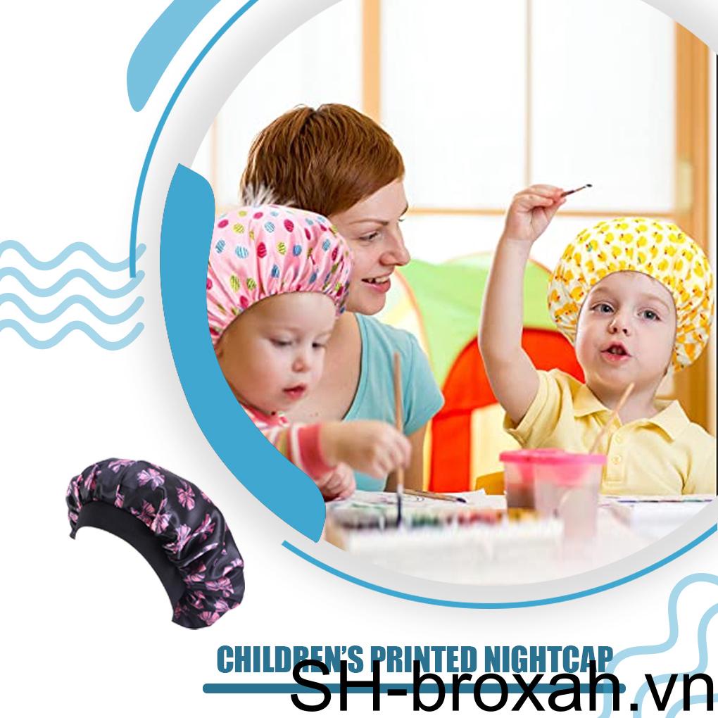 Mũ Trùm Đầu Bằng Satin Co Giãn In Họa Tiết Thời Trang Cho Bé