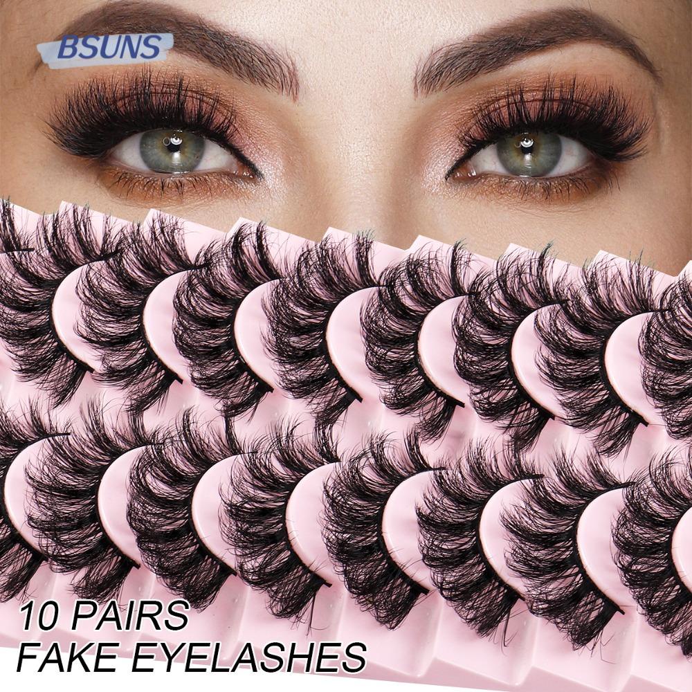 Set 10 Cặp Lông Mi Giả Nhiều Lớp Mềm Mịn Trang Điểm Mắt