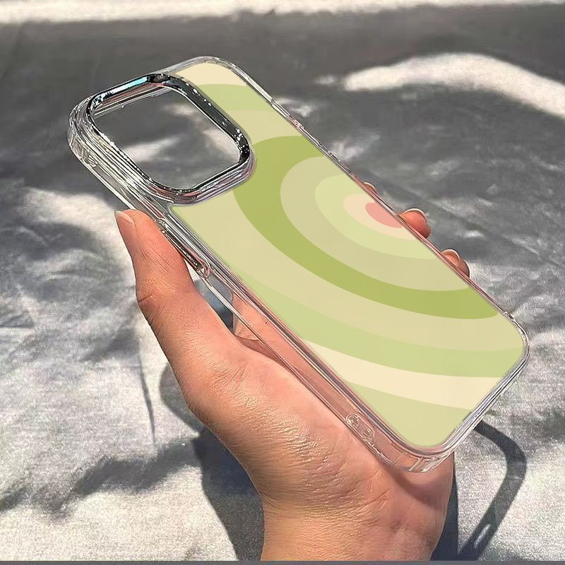 ✅Ốp Điện Thoại Mềm Chống Sốc Họa Tiết Trái Tim Màu Hồng / Xanh Lá Cho Iphone 13 14Pro 12Plus 7 11 max8 ET4X