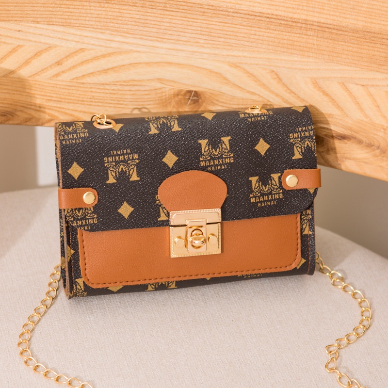 Túi xách Nữ mini dây xích Vuông Nhỏ Đeo Vai / Đeo Chéo Có Khóa Họa Tiết Màu Tương Phản Thời Trang Hàn Quốc HZFTR2034