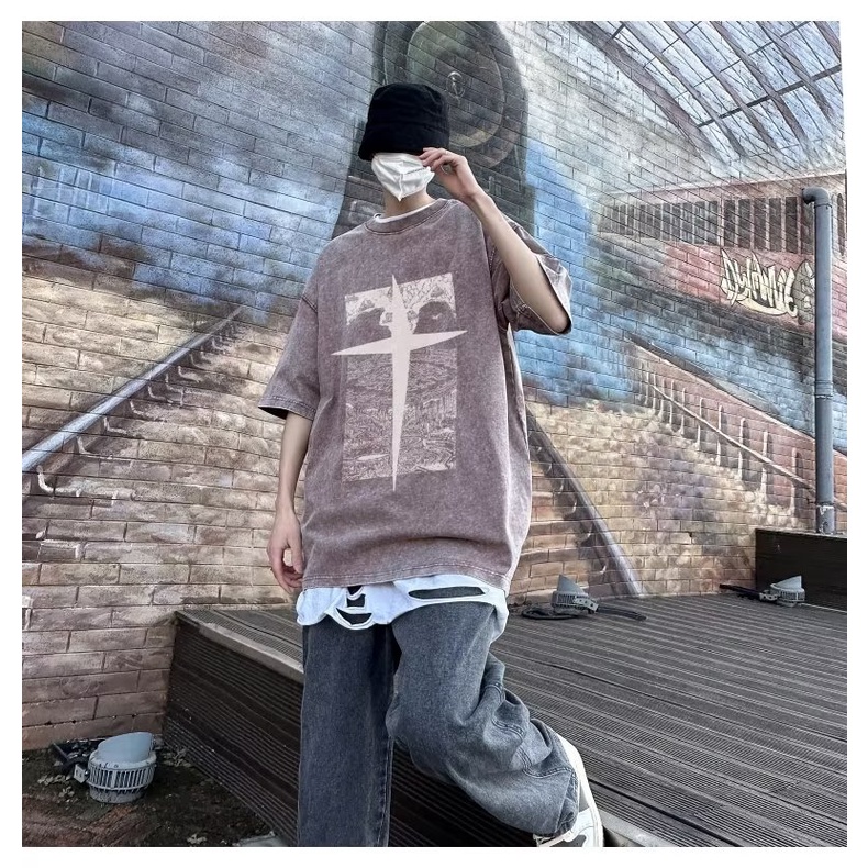 Áo Thun Cotton Tay Ngắn Cổ Tròn Dáng Rộng In Họa Tiết Độc Đáo Thời Trang Mùa Hè Cho Nam