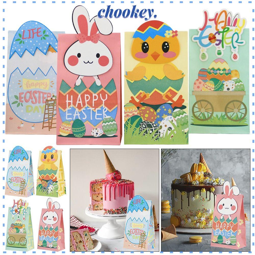 CHOOKEY Bộ 24 Túi Giấy Đựng Kẹo Hình Thỏ Phục Sinh Dễ Thương