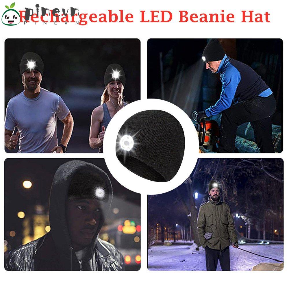 Mũ Dệt Kim Thể Thao Không Vành Có Đèn LED Sạc USB Thời Trang Thu Đông