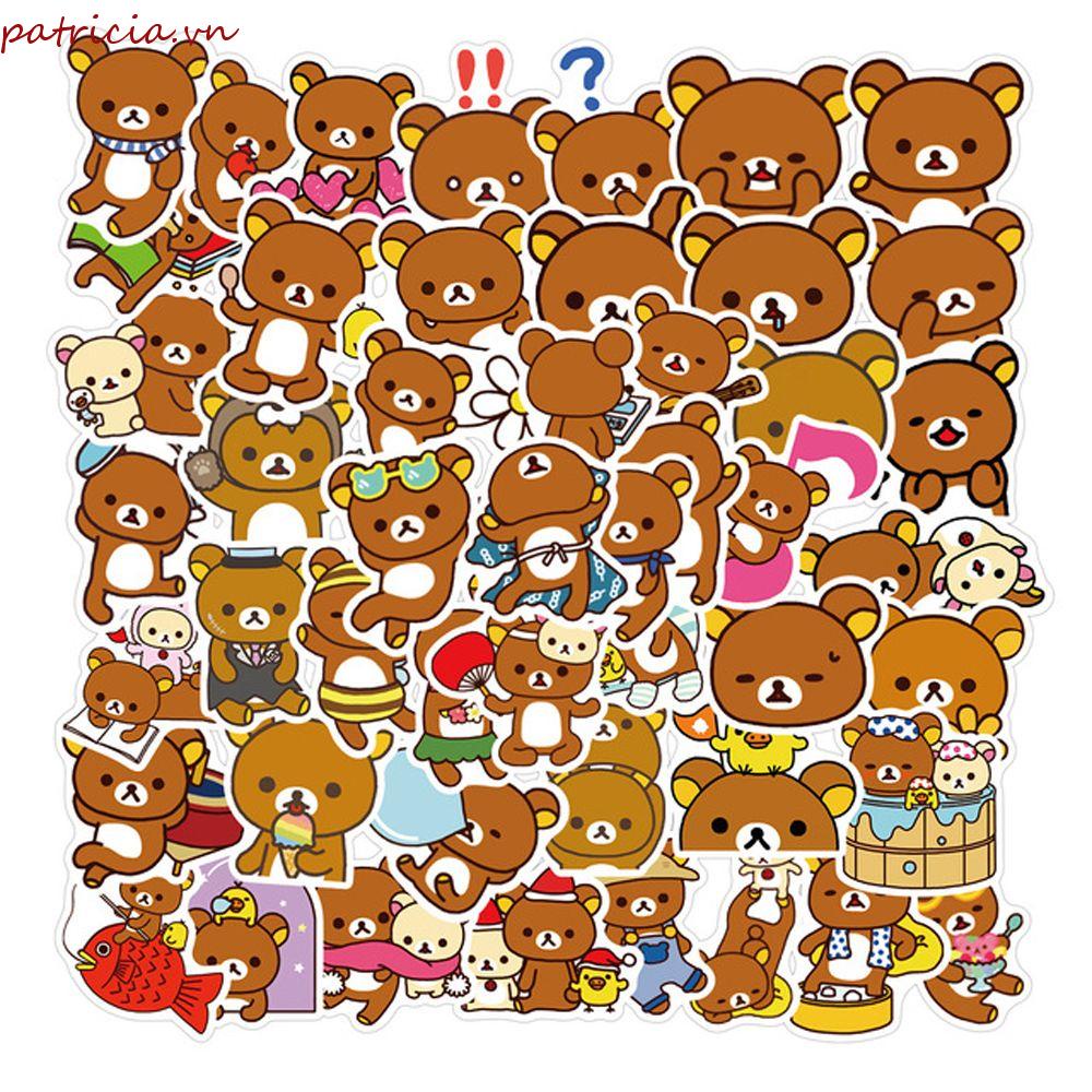 Miếng Dán Hình Gấu Hoạt Hình Graffiti Chống Nước Tự Dính Trang Trí Vali Ván Trượt