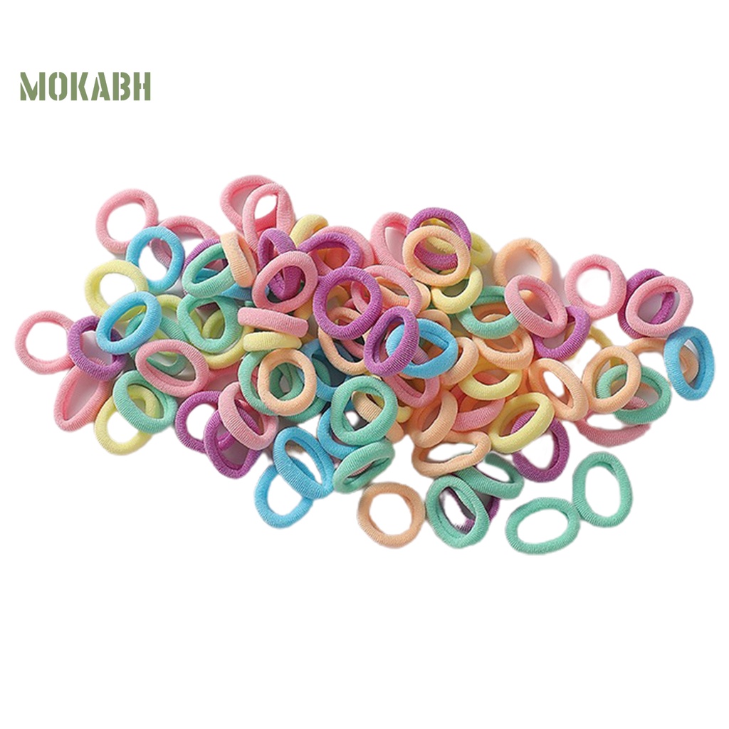 Bộ 100 Dây Cột Tóc Co Giãn Chống Rơi Màu Sắc Ngọt Ngào Xinh Xắn Cho Bé Gái