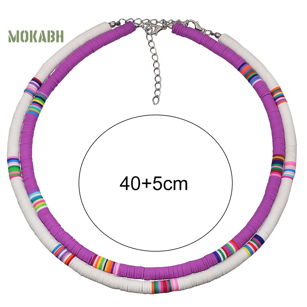 [Mok Abh] Vòng Cổ Hạt Đất Sét Polymer Nhiều Màu Sắc Lâu Trôi Có Thể Xếp Chồng Lên Nhau