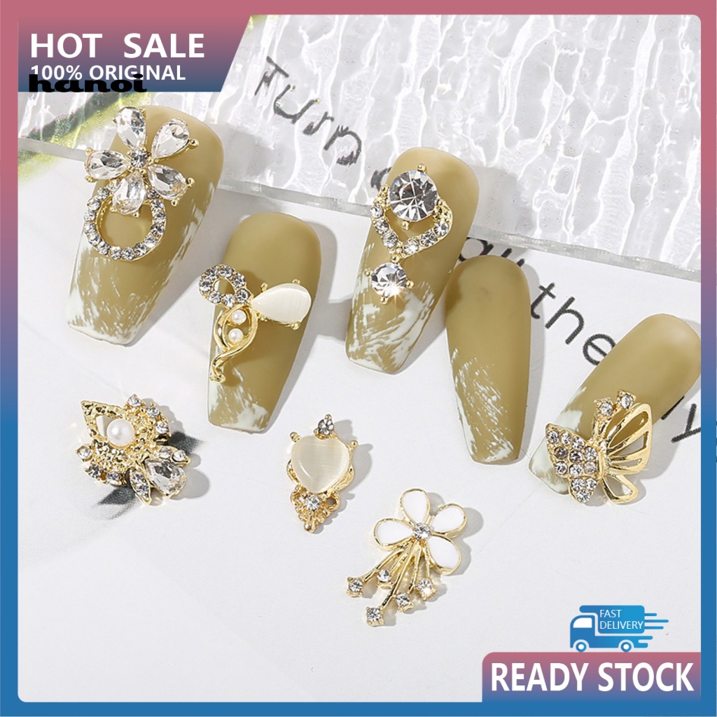 Set 10 Phụ Kiện Trang Trí Móng Tay Nghệ Thuật Ba Chiều Tạo Hiệu Ứng Ánh Kim Hình Bướm Trái Tim Giọt Nước Bằng Hợp Kim DIY