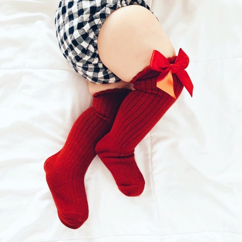 Tất Dài Ngang Gối Vải Cotton Mềm Mại Dễ Thương Cho Bé