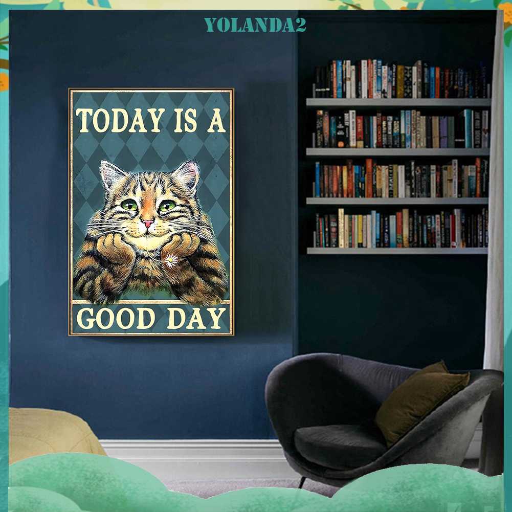 Tranh Đính Đá Kim Cương Toàn Bộ 5D DIY Hình Vẽ Mèo Và Chữ Trang Trí Nhà Cửa