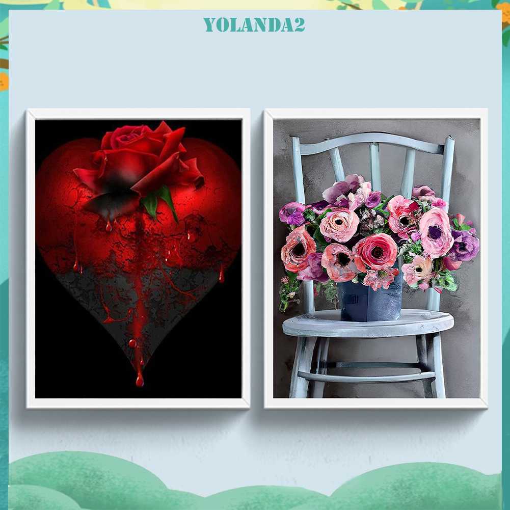 Tranh Đính Đá Kim Cương Toàn Bộ 5D DIY Hình Vẽ Hoa Trang Trí Nhà Cửa