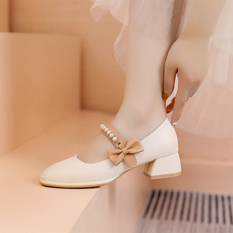 Giày Cao Gót Da Phong Cách Thời Trang Xuân Thu 2023 Dành Cho Nữ