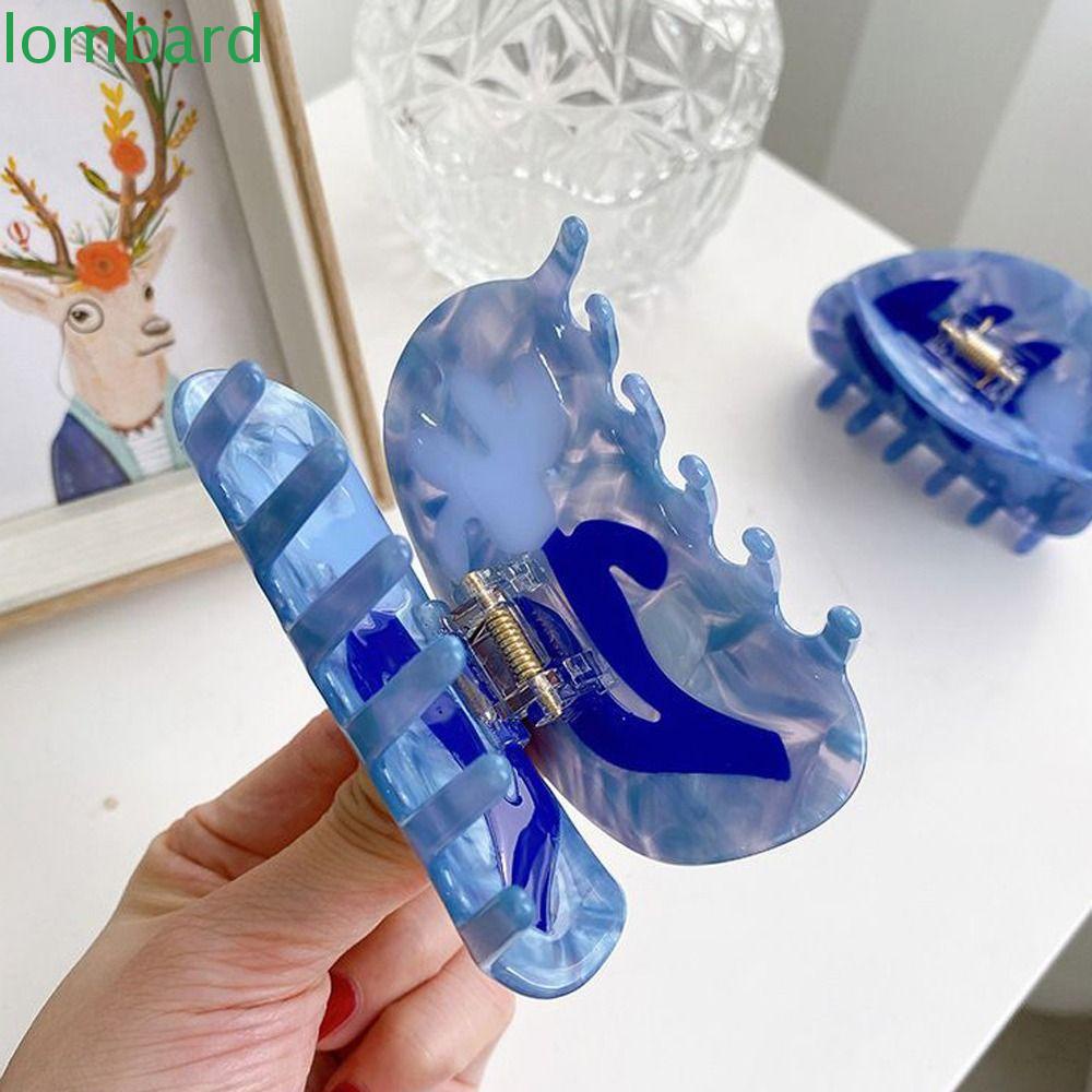 Kẹp Tóc Hình Nửa Vòng Hoa Acetic Acid Màu Xanh Dương Phong Cách Hàn Quốc Ngọt Ngào Sáng Tạo Dành Cho Nữ