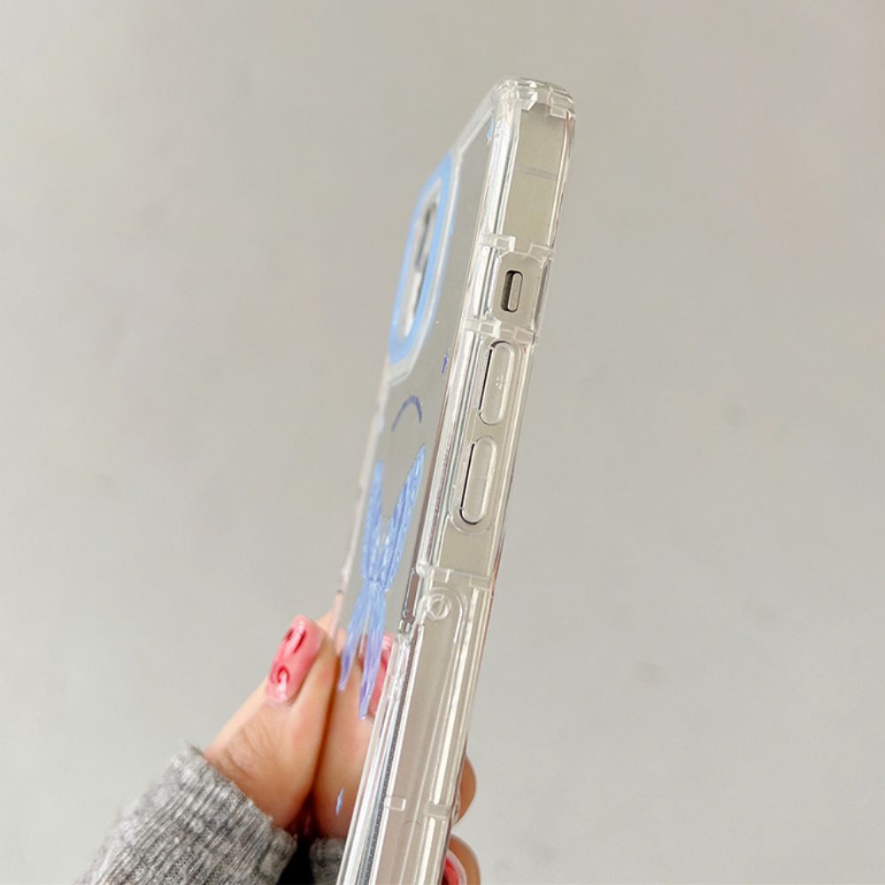 Ốp Điện Thoại TPU Mềm Tráng Gương Họa Tiết Bướm Xanh Dương Có Giá Đỡ Ẩn Cho IPhone 11 14 13 12 Pro Max