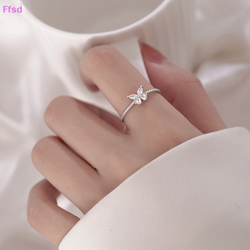 {Ffsd} Nhẫn Hở Đính Đá Zircon Hình Bướm Màu Sắc Đẹp Mắt Tinh Tế Làm Quà Tặng Trang Sức Tuyệt Đẹp
