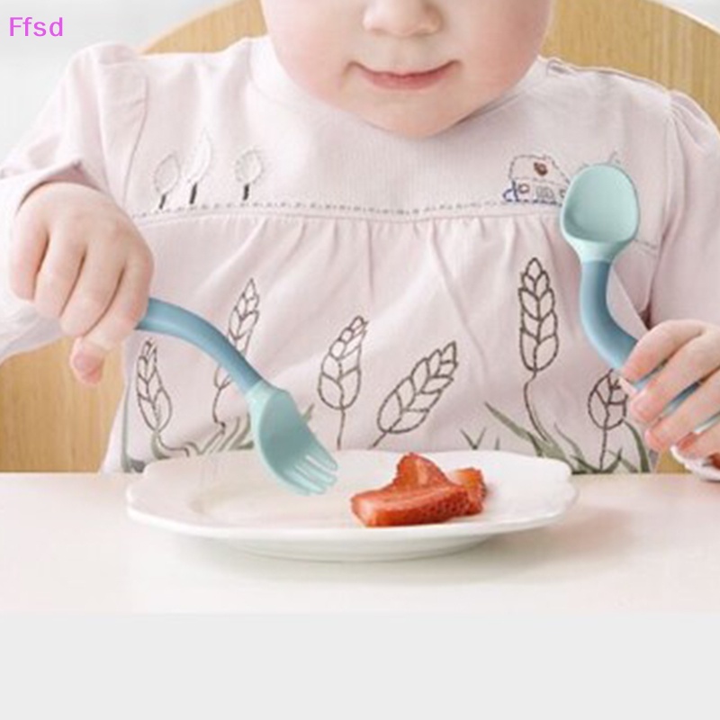 {Ffsd} Bộ Muỗng Nĩa Silicon Tập Ăn Cho Bé