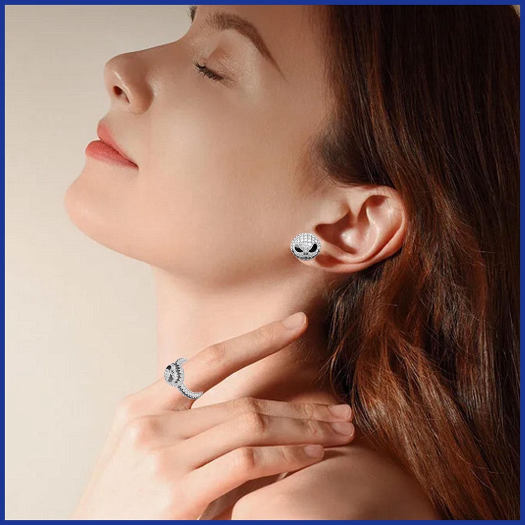 Vòng cổ Mặt Đầu Lâu Jack Nightmare Before Christmas Đính Pha Lê Tráng Men Phong Cách Punk Cho Nữ