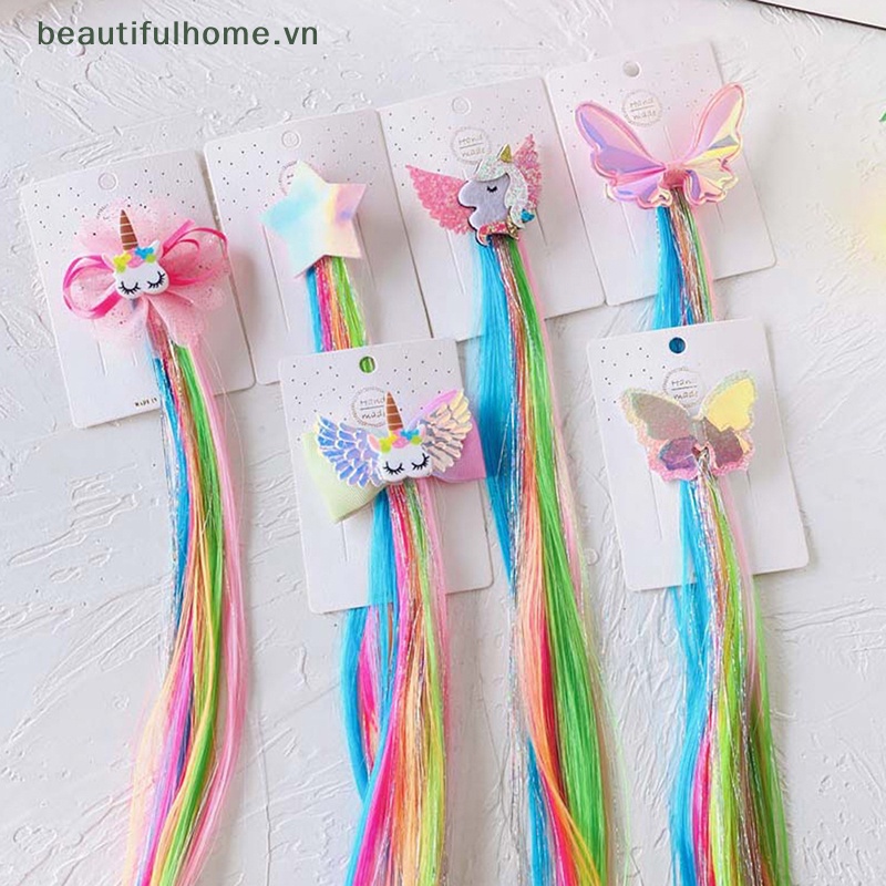 1 Kẹp Tóc Giả Hình Kỳ Lân / Mèo / Thỏ Dễ Thương Cho Bé Gái