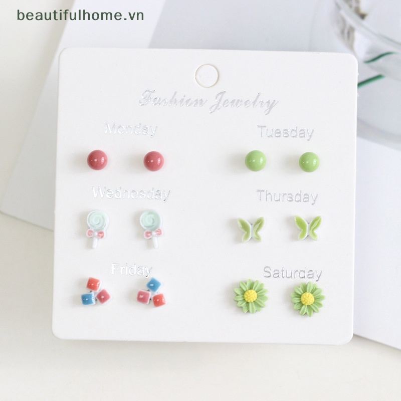 1 Bộ Bông Tai Hình Hoạt Hình Bằng Gốm Sứ Dễ Thương Dành Cho Nữ