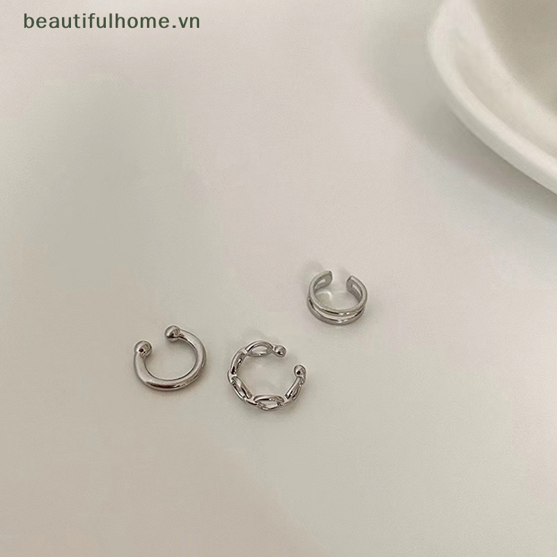 Set 3 Khuyên Tai Dạng Vòng Kẹp Sụn Giả Thời Trang Tối Giản Cho Nam Và Nữ