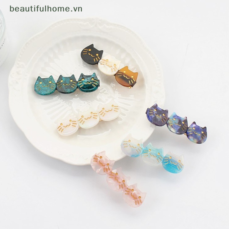 [beautifulhome] Kẹp Tóc Mái Vịt Hai Mặt Hình Mèo Mặt Cười Hoạt Hình Axit Acetic Dễ Thương Tạo Kiểu Cho Bé Gái [Đẹp]