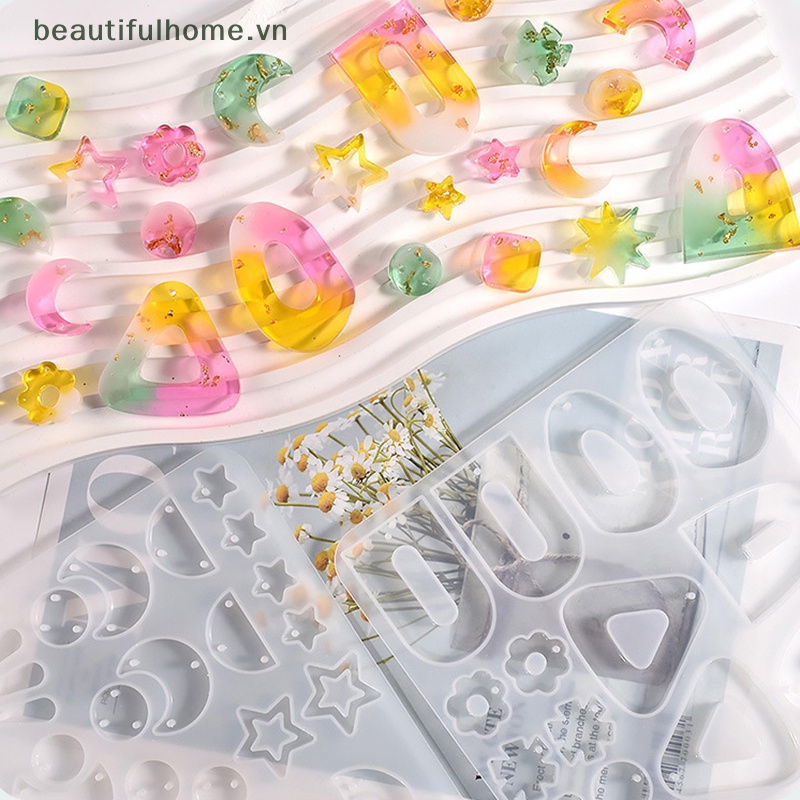 Khuôn Silicone Làm Mặt Dây Chuyền / Móc Khóa Hình Oval / Trái Tim / Mặt Trăng Bằng Pha Lê DIY