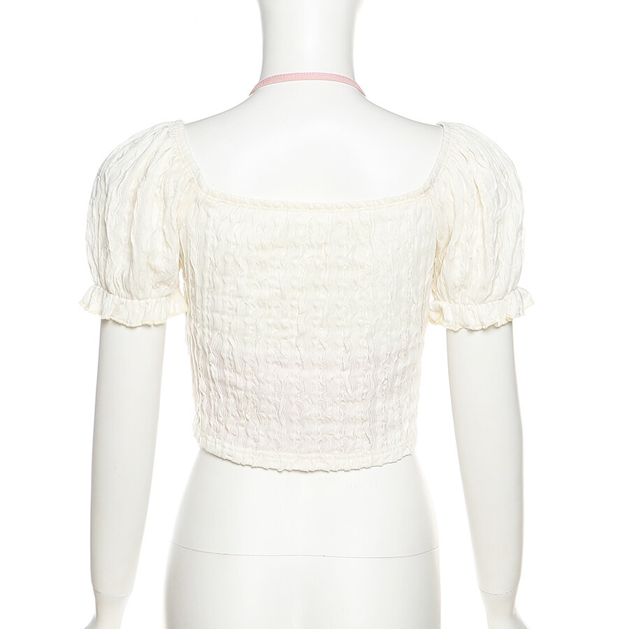 Weird Puss Áo Thun Crop Top Tay Ngắn Cổ Yếm Đơn Giản Thời Trang Mùa Hè Dành Cho Nữ