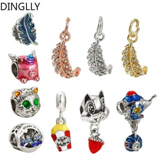 Hạt charm bằng hợp kim kim kim loại hình heo và sóc đang bay diy