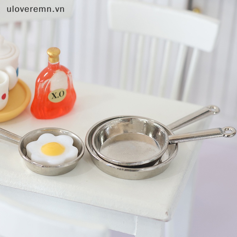 Bộ Chảo Chiên Trứng Bằng Kim Loại Tỉ Lệ 1 / 12 Trang Trí Nhà Búp Bê