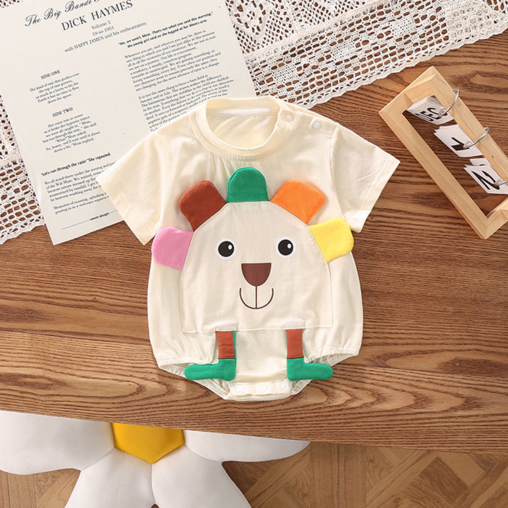 Áo Liền Quần Ngắn Tay Họa Tiết Hoa Hướng Dương Dễ Thương Cho Bé 0-15 Tháng Tuổi