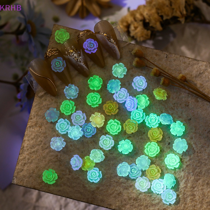 Set 50 Hoa Hồng Dạ Quang 10MM Dùng Để Trang Trí Móng Nghệ Thuật Mới