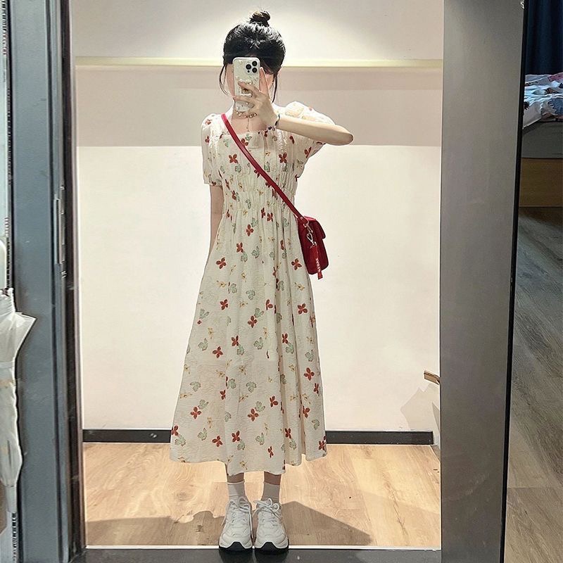 DUOHANZI Đầm Hoa Ôm Eo Phong Cách Hàn Quốc Ngọt Ngào Cho Nữ