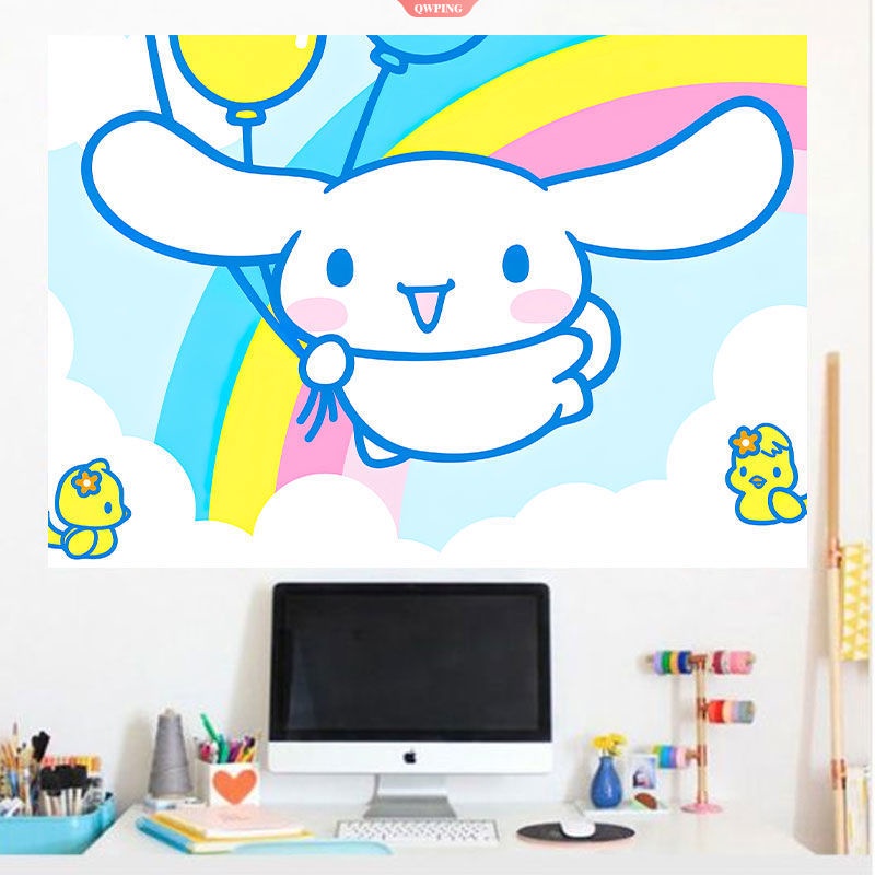 Giấy Dán Tường Bằng PVC Chống Nước Họa Tiết Hoạt Hình Cinnamoroll Trang Trí Phòng Ngủ