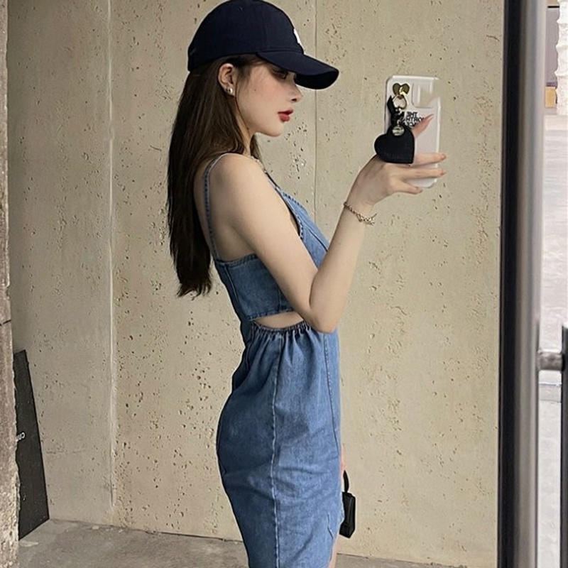 Đầm Yếm denim Ôm Dáng Thời Trang Dành Cho Nữ