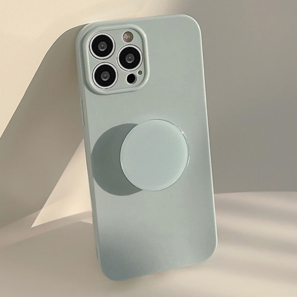 Ốp Điện Thoại TPU Mềm Chống Sốc Màu Trơn Có Giá Đỡ Tròn Cho IPhone 11 14 13 12 Pro Max