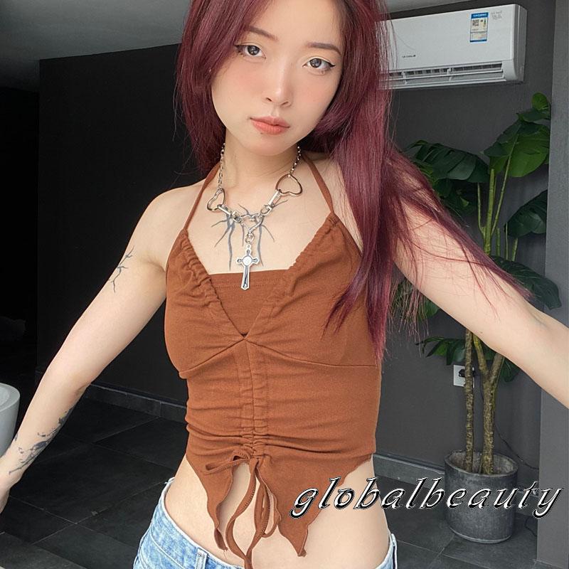 Áo Nữ Không Tay Hở Lưng Thiết Kế Dây Rút Thời Trang Quyến Rũ