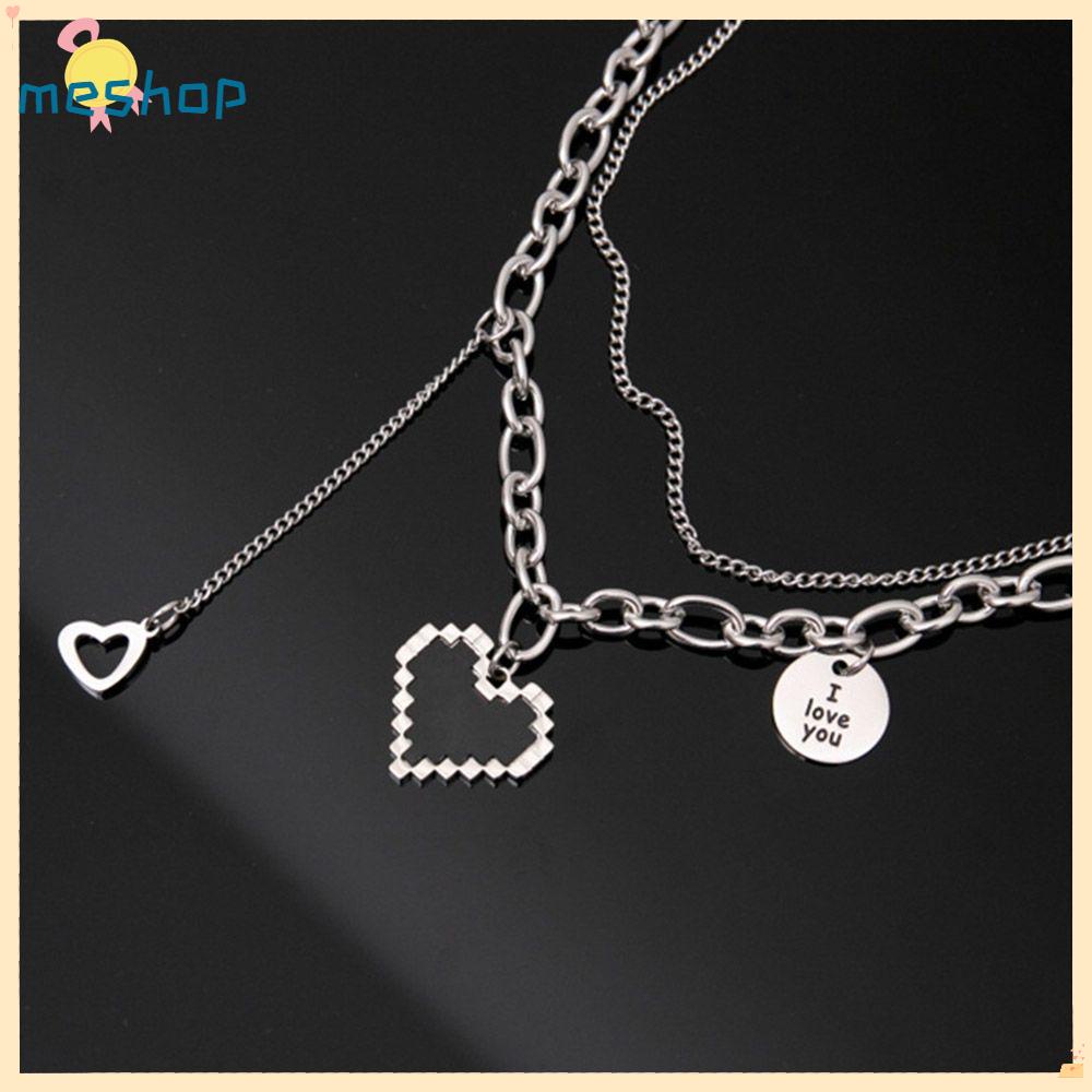 Vòng cổ Hai Lớp Mặt Trái Tim Phong Cách Punk Thời Trang Cho Nữ