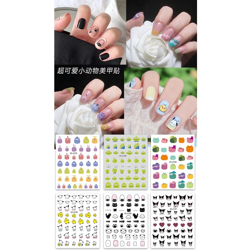 Miếng Dán Trang Trí Móng Tay DIY Hình Mèo Hoạt Hình Dễ Thương Dành Cho Nữ
