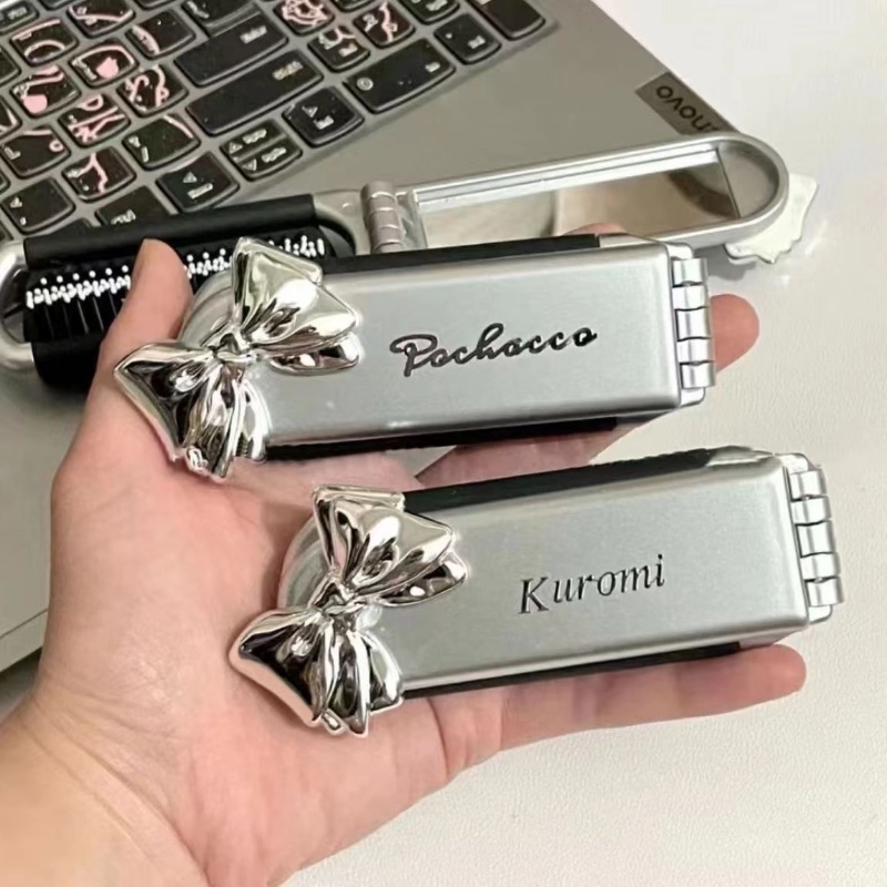 New Cartoon Big Two Dog Portable Folding Air Bag Comb Girl New Cat Portable Makeup Mirror Dual Purpose Mirror Comb Jewelry