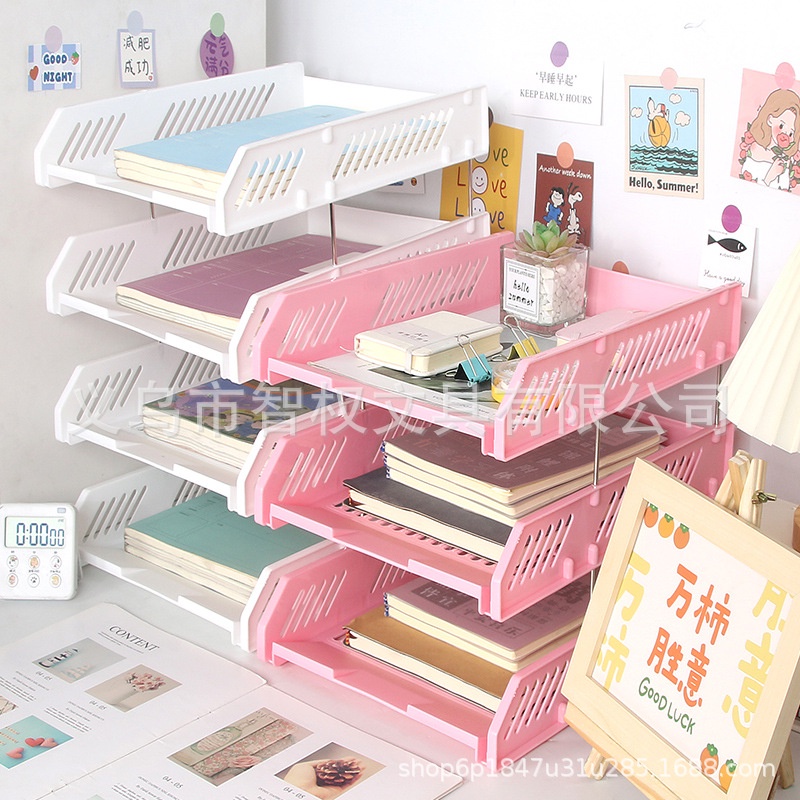 Dongfang Youpin# file storage box horizontal table file tray shelf three-layer document classification and sorting shelf file [6/13]