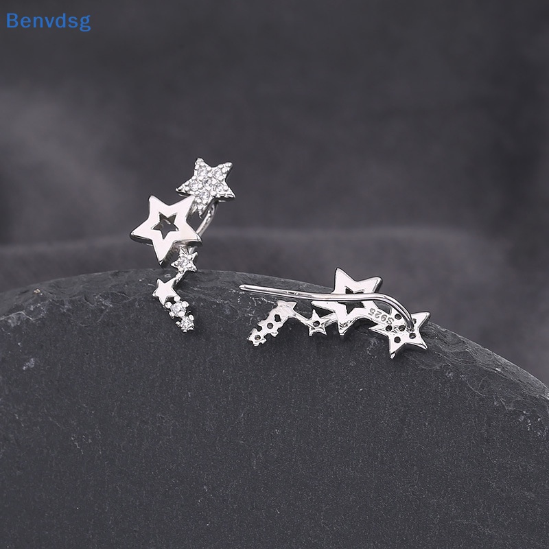 1 Đôi Bông Tai Dáng Dài Đính Đá Zircon Trắng Hình Ngôi Sao Thời Trang Cho Nữ