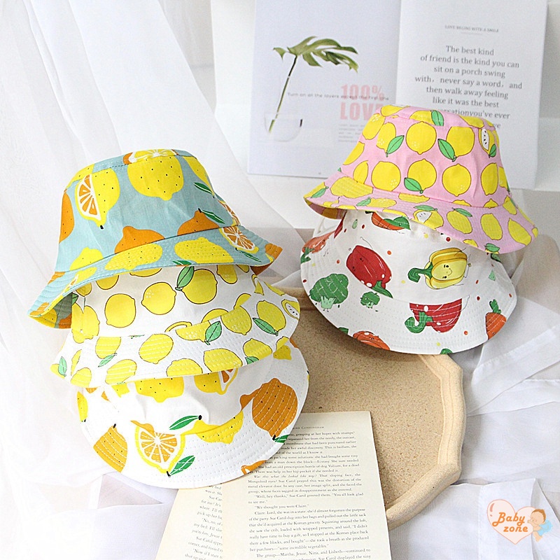 Nón Bucket In Họa Tiết Trái Cây Hoạt Hình Dễ Thương Thời Trang Mùa Hè Cho Bé Trai Và Gái