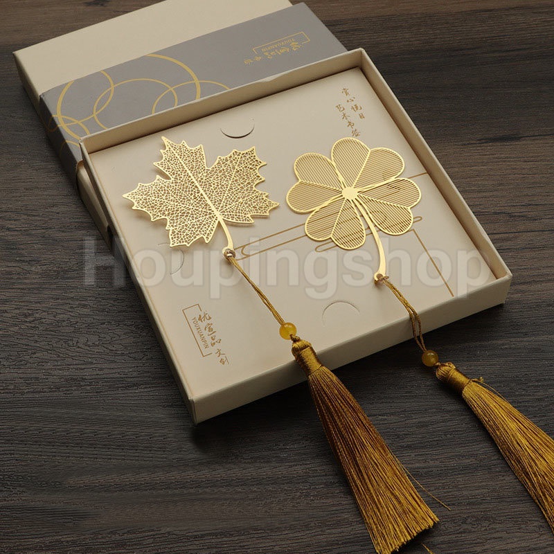 Bookmark Kim Loại Hình Lá Phong Cách Trung Hoa