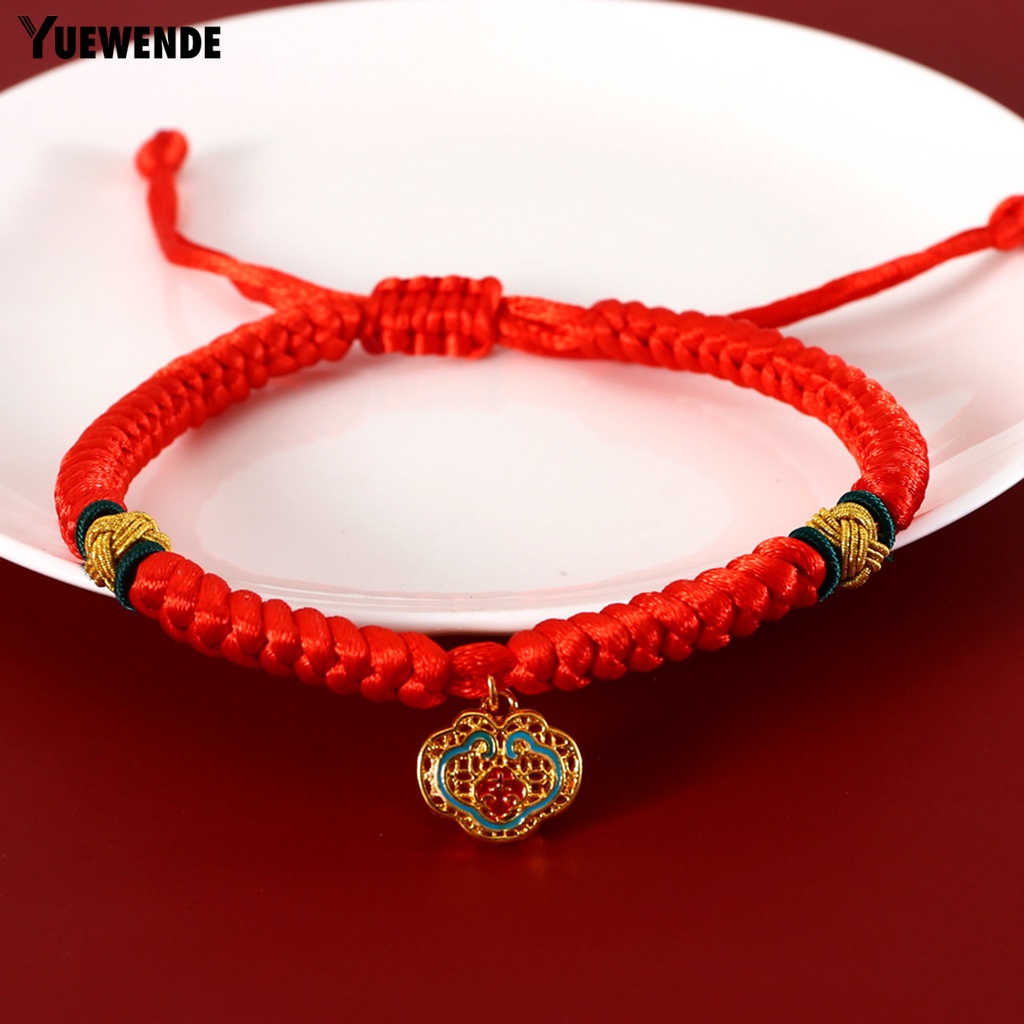 Yq.e Vòng Cổ Bện Dây Dài Mặt Ổ Khóa Màu Đỏ Phong Cách Trung Hoa Dành Cho Thú Cưng Đi Tiệc Mừng Năm Mới