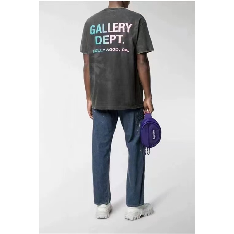 Ga-lle-ry-de-pt - Áo Thun Tay Ngắn Dáng Rộng In Chữ Màu Gradient Thời Trang Xuân Hè Mới Nhất 23 Trọng Lượng Nặng Cho Nam