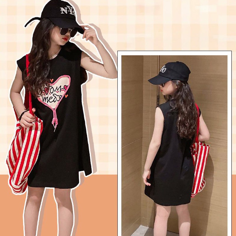 Đầm Cotton Sát Nách Phong Cách Phương Tây Thời Trang Mùa Hè Mới Cho Bé Gái