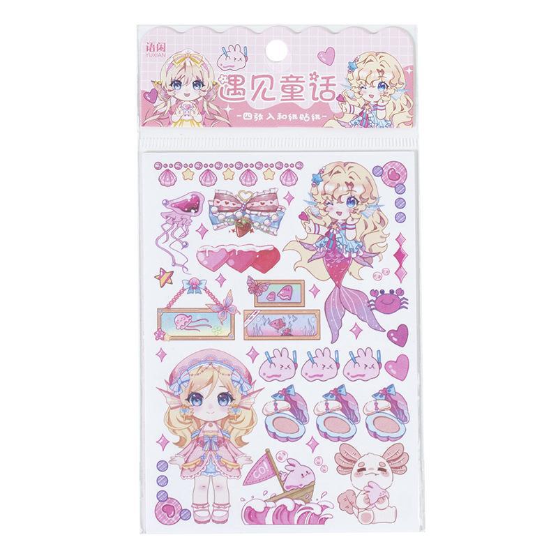 Sticker Dán Trang Trí Nhật Ký Sổ Tay DIY Hình Cô Gái Và Vương Quốc Tế Dưới Nước