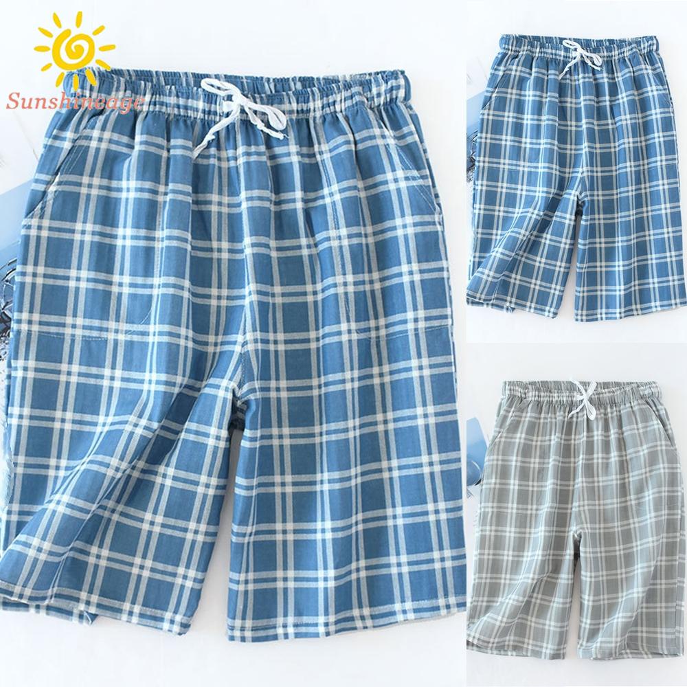 Quần Lót Boxer Cotton Sọc Ca Rô Dáng Rộng Thoải Mái Cho Nam