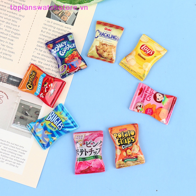 Set 10 Mô Hình Đồ Ăn Vặt / Khoai Tây Chiên / Kẹo Bằng Nhựa Resin Trang Trí Nhà Bú